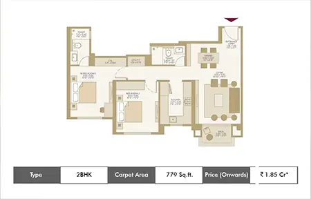 2bhk 779sq.ft